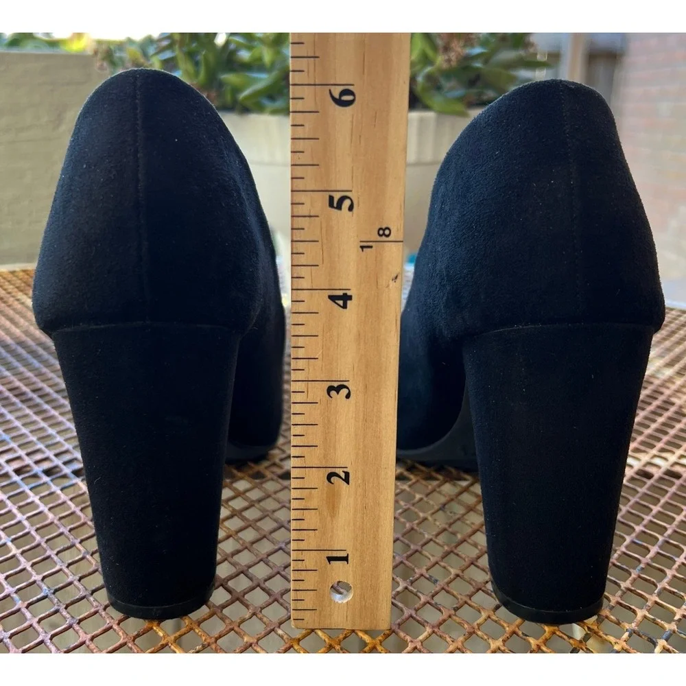 Fioni Womens Black Faux Suede Round Toe Block Heel Pumps‎ Size 7.5 164079